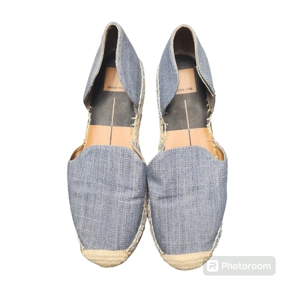 Dolce Vita D'Orsay Blue Linen Women’s Espadrilles Sandel Flats Size Sz. 7 - Picture 1 of 8